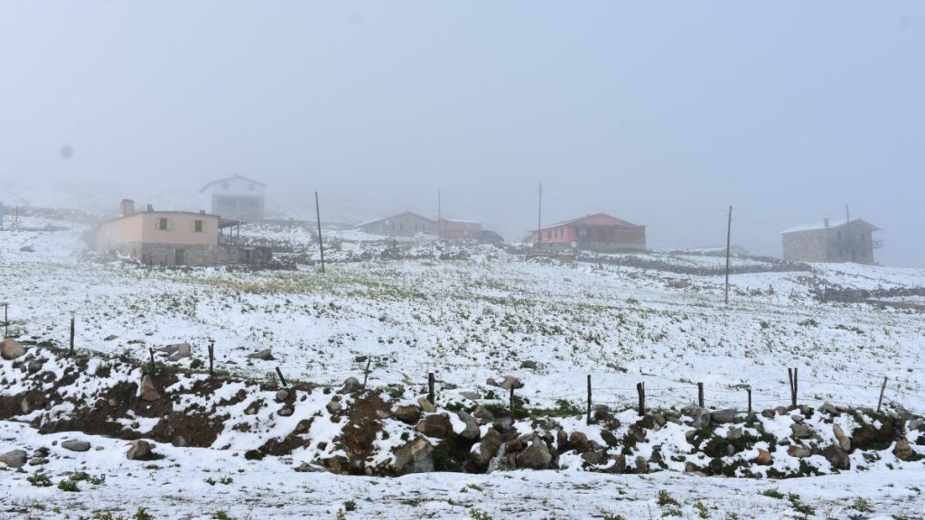 Heavy snowfall blankets northeastern Turkey as wildfires rage