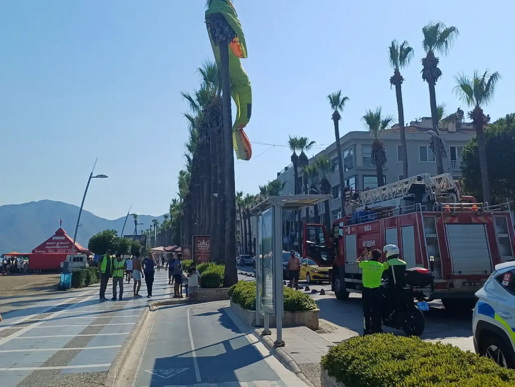 Parasailers Rescued After Becoming Stranded in Palm Tree in Marmaris