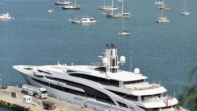 Mega Yacht I Dynasty Refueled at Fethiye Port