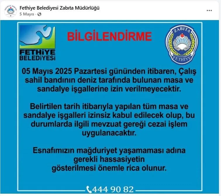 Tables and Chairs Return to Çalış Beach Despite Municipal Ban