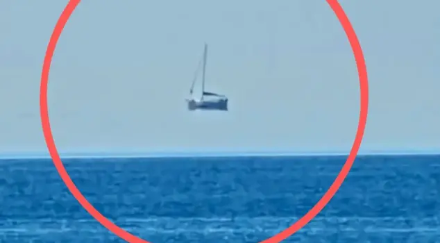 Boat Appears to Hover in Mid-Air in Muğla