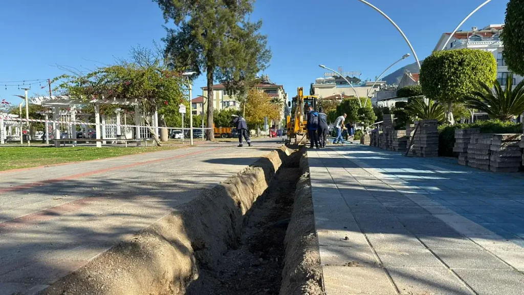 Rainwater Drainage Work Underway in Fethiye Beşkaza Square