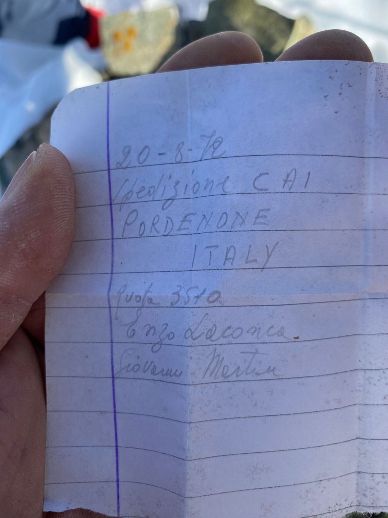 54-Year-Old Note from Italian Climbers Found in Kaçkar Mountains