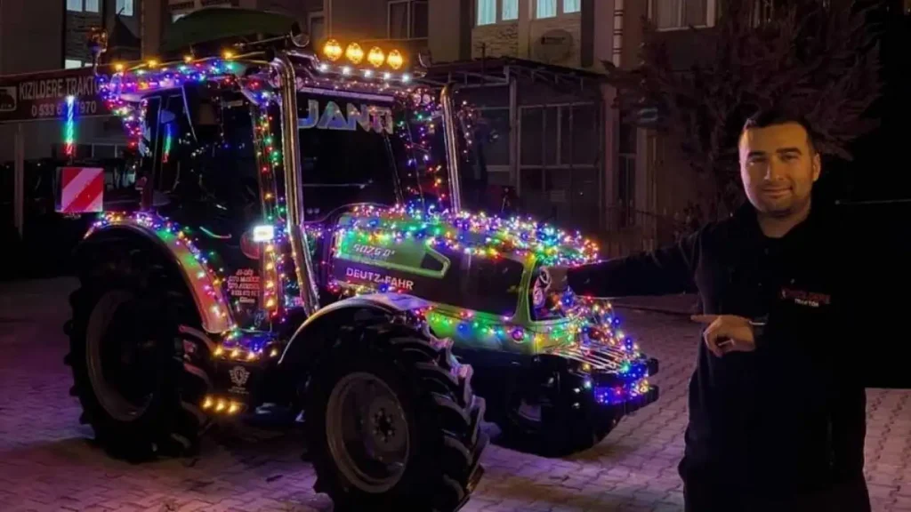 LED-Lighted Tractor Draws New Year Attention in Muğla