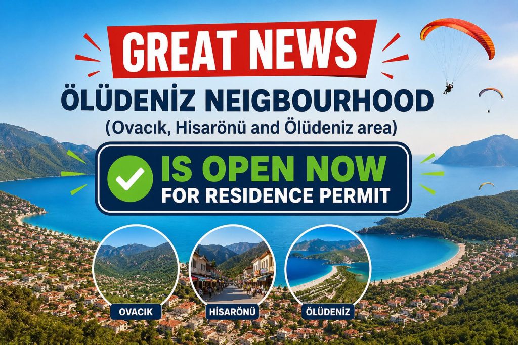 Ölüdeniz Neighbourhood Reopens for Residence Permit Applications