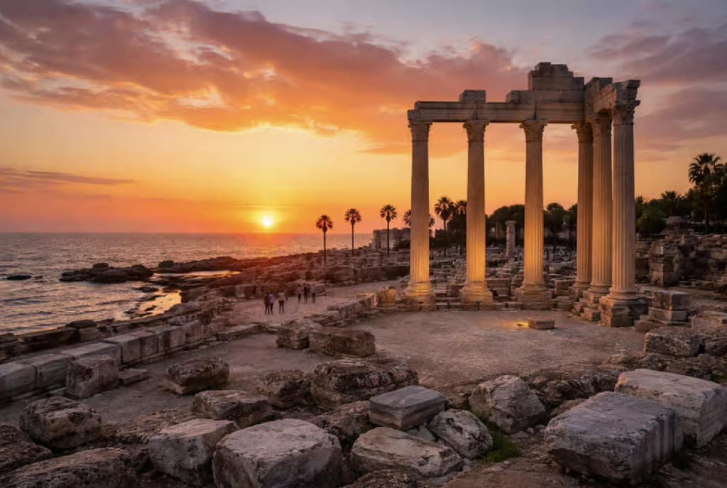 Side: Temple of Apollo at sunset